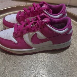 Nike Dunks Fuchsia and White Low-Top Sneakers
Final sale